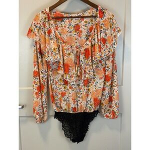 Intimately by Free People Say It To‎ Me Sheer Bodysuit Size XS Floral Sheer Lace